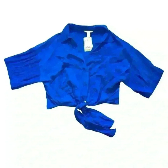 H&M Tops - H&M Woven Blouse With Tie Detail Blue Size XXL NWT